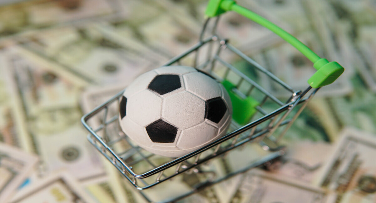 soccer ball in shopping cart on