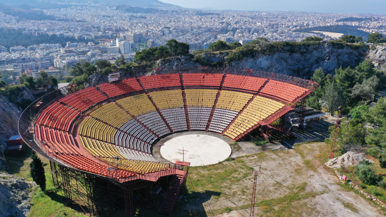 aerial drone view from of open a