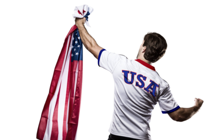 american athlete winning a golde