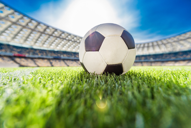 close up view of soccer ball on