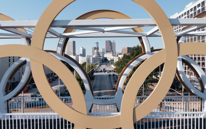 Downtown Atlanta through the Olympic Rings in Georgia