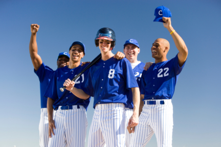 horizontal portrait of a basebal