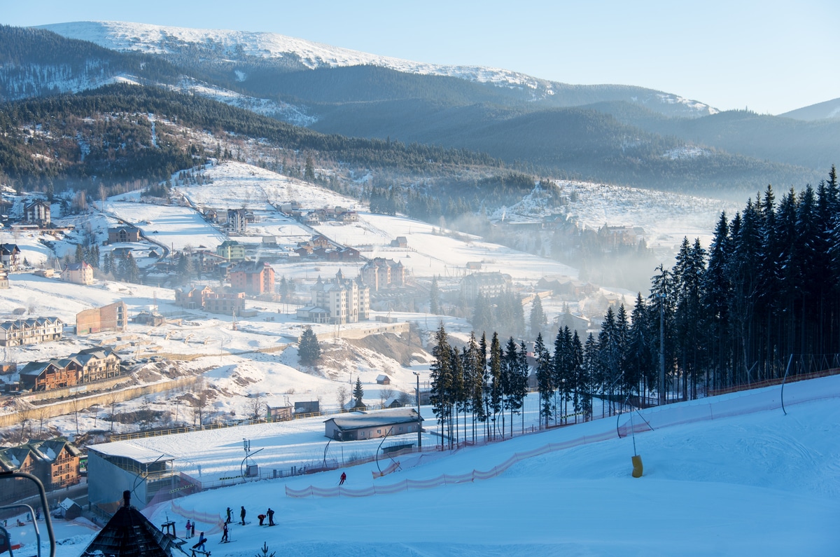 skier riding in the mountains on