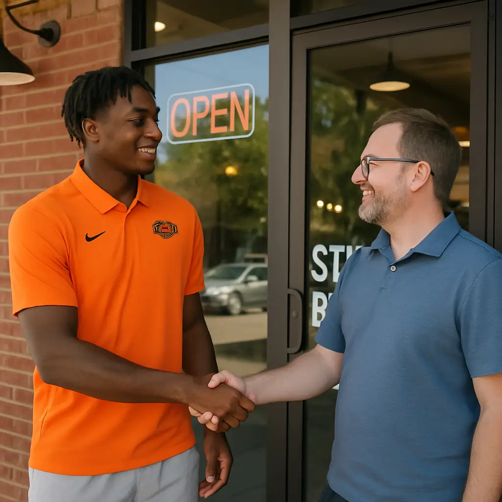 student athlete advertising local business NIL