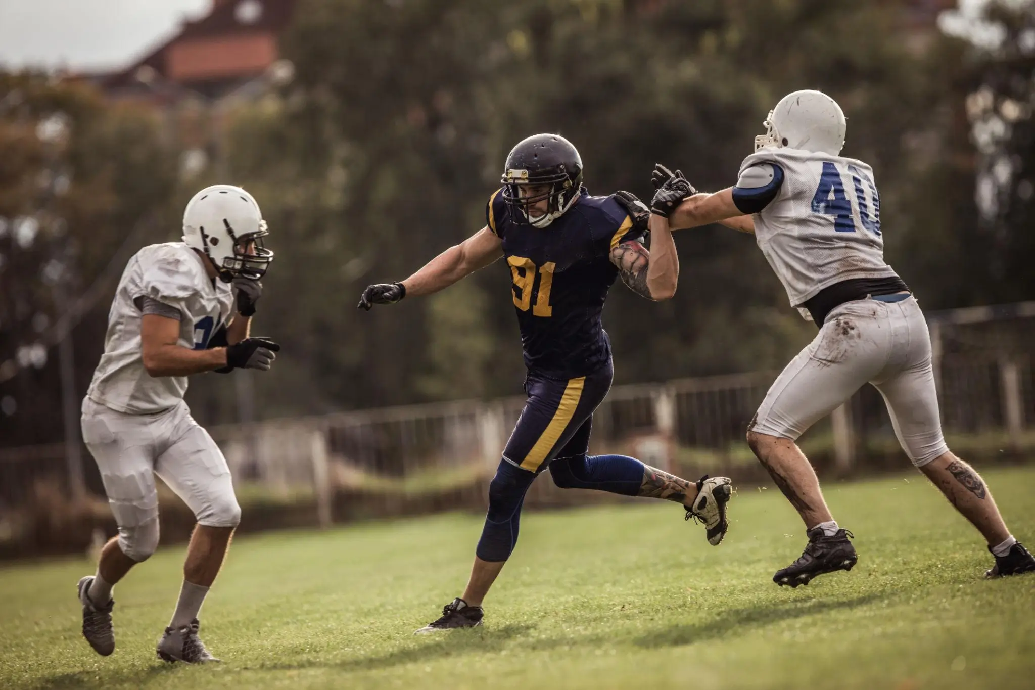 College football player in action