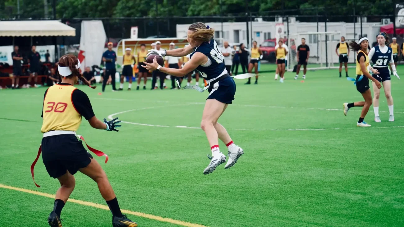 big 12 flag football women game action